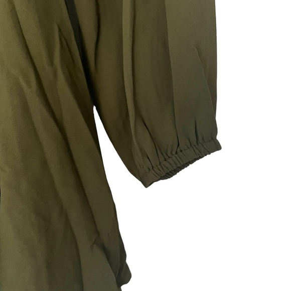 Womens Fit & Flare Boho Long Sleeve Mini Dress in Olive Green Size M - Picture 7 of 12